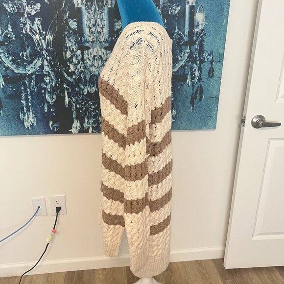 Anthropologie Pilcro Cable Knit Longline Tunic Sweater Recycled Cotton Blend XL - Picture 5 of 12